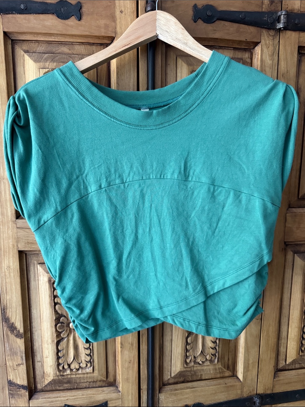 FP Movement by Free People Green Cropped Short Sleeve Hot Shot Top